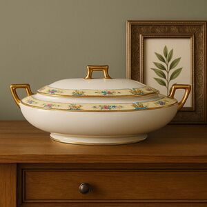 Vintage Homer Laughlin Hudson Lidded Vegetable Server Floral Pattern K3515M 1920